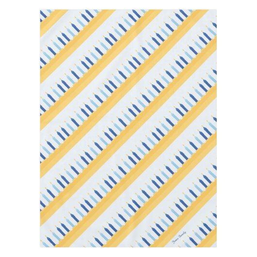 Nappe Bleu et or de Hanoukka Menorah (Devant)