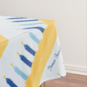 Nappe Bleu et or de Hanoukka Menorah
