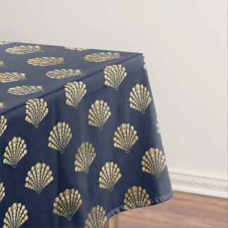 Nappe Bleu et or métallique Coquille Décor Maison