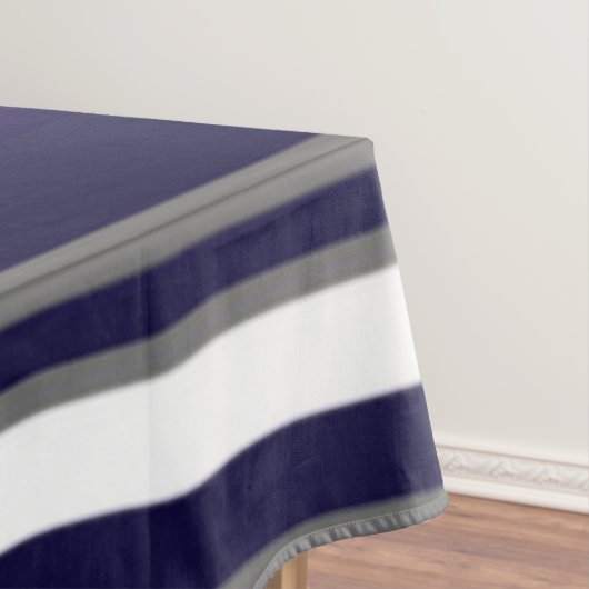 Nappe Bleu-gris & Bande blanche Tissu de table (In Situ)