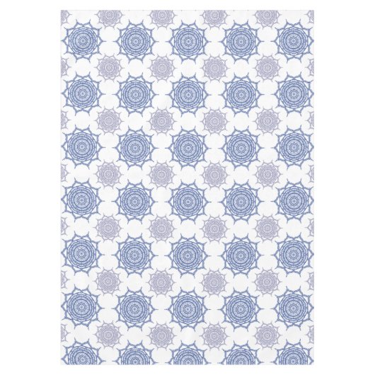 Nappe Bleu hivernal Boho tendance, Motif Mandala blanc Z (Devant)
