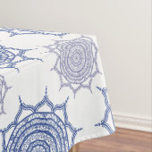 Nappe Bleu hivernal Boho tendance, Motif Mandala blanc Z (In Situ)