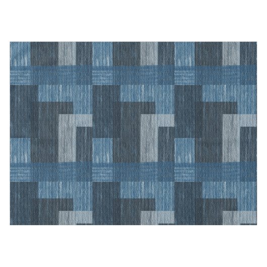 Nappe Bleu Jean patch Work Faux Burlap (Devant (Horizontal))