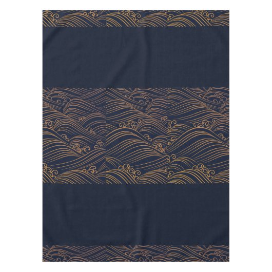 Nappe Bleu marine japonais de motif de vagues et brun (Devant)