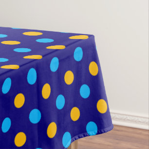 Nappe Bleu marine jaune cyan design à pois