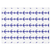 Nappe Bleu Marine Sur Blanc Décor Côtier Ancre (Devant (Horizontal))