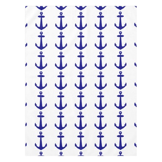 Nappe Bleu Marine Sur Blanc Décor Côtier Ancre (Devant)