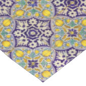 Nappe Bleu Méditerranée Motif Fleurs Jaunes (Angle)