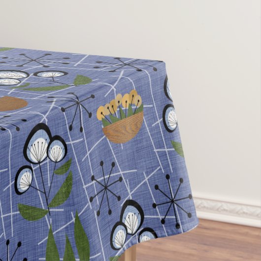 Nappe Bleu, Noir, Plantes | Moderne du milieu du siècle (In Situ)