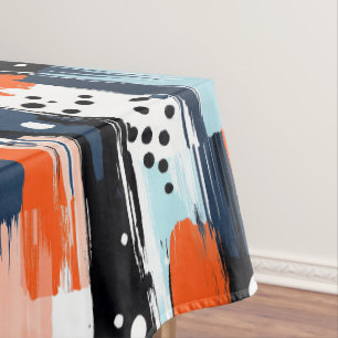 Nappe Bleu orange brosses Motif Abstrait