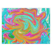 Nappe Bleu, orange et rose chaud Super Abstrait Rétro (Devant (Horizontal))