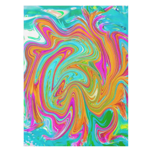 Nappe Bleu, orange et rose chaud Super Abstrait Rétro (Devant)