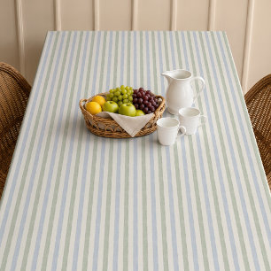 Nappe Bleu pastel et vert sauge rayé Boho Maison de camp