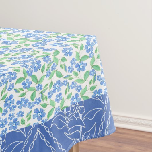 Nappe Bleu Périwinkle Floral Boho Faux Motif Patchwork (In Situ)