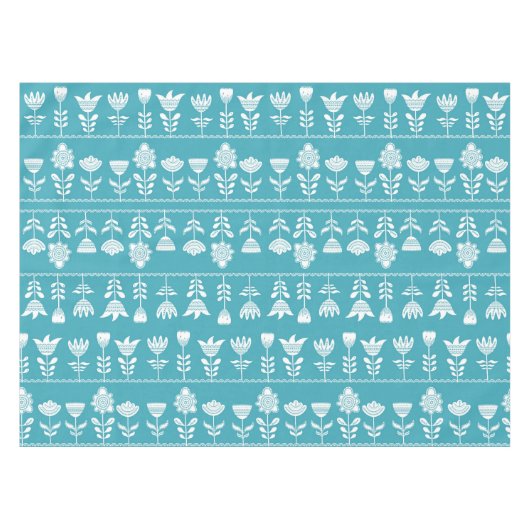 Nappe bleu scandinave avec fleurs blanches (Devant (Horizontal))