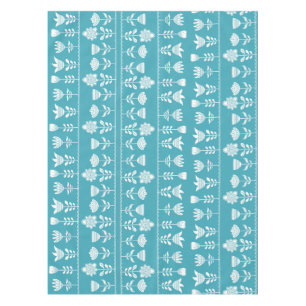 Nappe bleu scandinave avec fleurs blanches