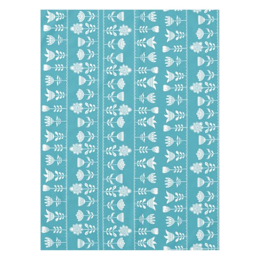 Nappe bleu scandinave avec fleurs blanches (Devant)