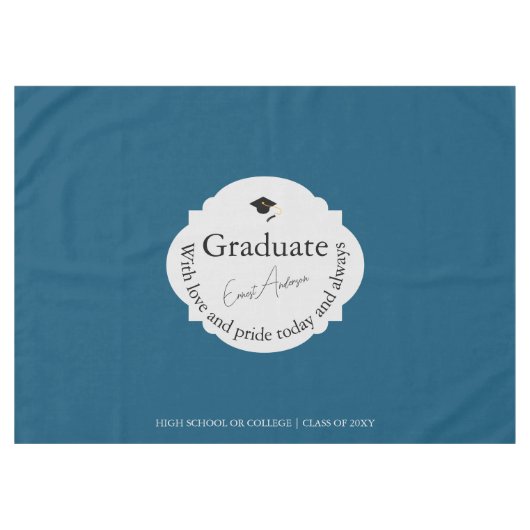 Nappe Bleu Script Diplômé Élégant Modernité Graduation (Devant (Horizontal))