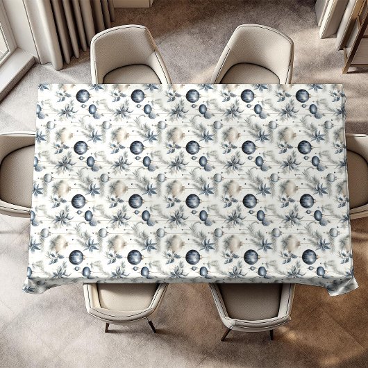 Nappe Bleu sophistiqué Beige & Or Noël