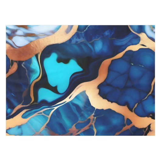 Nappe Bleu tendance en or faux marbre (Devant (Horizontal))