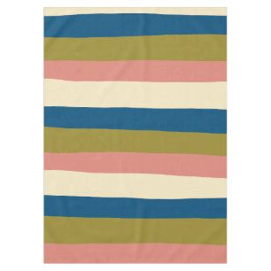 Nappe Bleu, vert olive, rose et crème