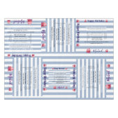 Nappe Bleue & Blanche Rayée Joyeux Anniversaire (Devant (Horizontal))