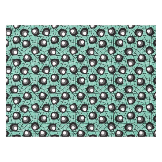 Nappe Blobs atomiques Aqua, Black & White | Mi-siècle (Devant (Horizontal))
