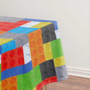 Nappe Bloc de construction rouge bleu vert orange coton