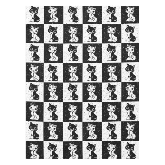 Nappe Bloc de monogramme noir blanc pour chat (Devant)