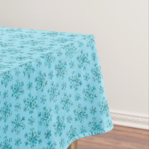 Nappe Blue Snowflakes-COTON TABLECLOTH 60x84