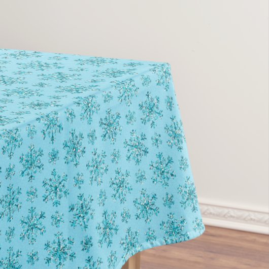 Nappe Blue Snowflakes-COTON TABLECLOTH 60x84 (In Situ)