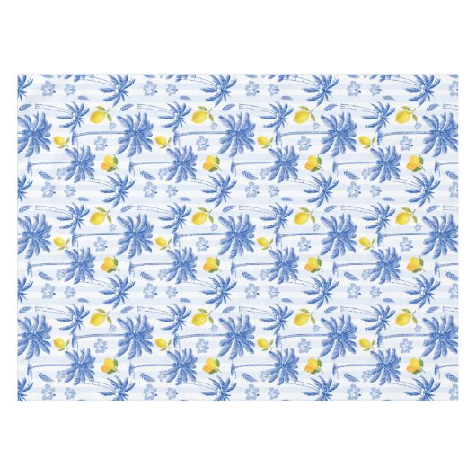 Nappe Blue Toile Palm Trees Lemons Pattern (Devant (Horizontal))
