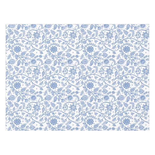 Nappe Blue White Floral Botanical Pattern Modern Boho (Devant (Horizontal))