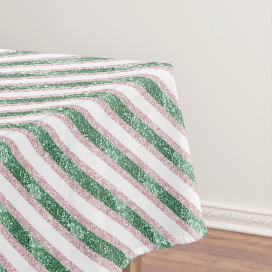 Nappe Blush Pink Green Glitter Stripes Christmas   (In Situ)