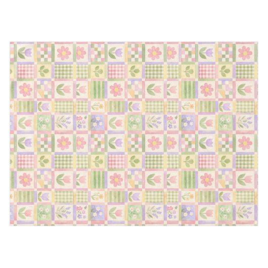 Nappe Boho Chic Rose & Vert Patchwork Floral Courte (Devant (Horizontal))