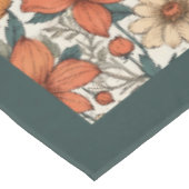 Nappe Boho d'automne terre cuite fleurs blanches pastel (Angle)