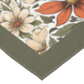 Nappe Boho d'automne terre cuite fleurs blanches pastel  (Angle)