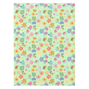 Nappe Boho Flowers Motif B01.w LGreen BG