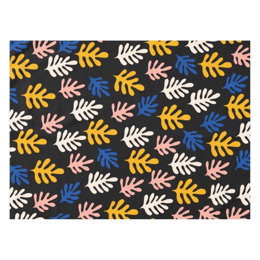 Nappe Boho Matisse Formes botaniques en bleu rose noir   (Devant (Horizontal))