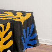 Nappe Boho Matisse Formes botaniques en bleu rose noir   (In Situ)