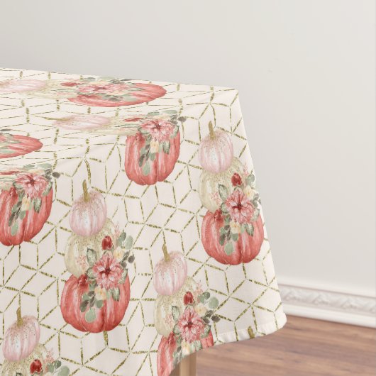 Nappe Boho mignon Aquarelle Blush Crème rose Citrouilles (In Situ)