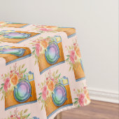 Nappe Boho Orange Camera & Fleurs Motif d'aquarelle (In Situ)