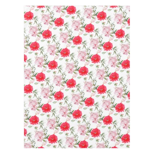 Nappe Boho rose et vert Aquarelle Fleurs d'été (Devant)
