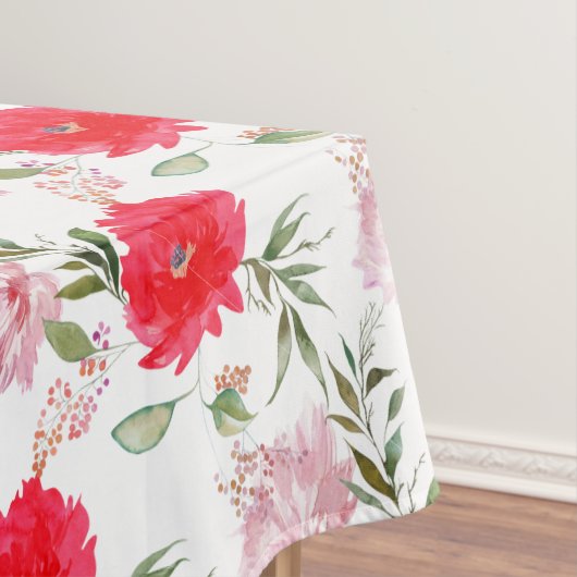 Nappe Boho rose et vert Aquarelle Fleurs d'été (In Situ)