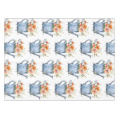 Nappe Boho Rust Orange Aquarelle Fleurs Arrosage Can (Devant (Horizontal))