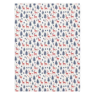 Nappe Bois de cerfs rouges et bleus scandinaves
