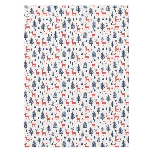 Nappe Bois de cerfs rouges et bleus scandinaves (Devant)
