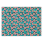 Nappe Boldly Stylized Roses In Shades Of Teal And Turquo (Devant (Horizontal))