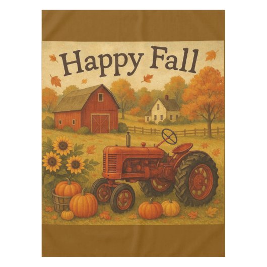 Nappe Bon automne tracteur classique et ferme (Devant)