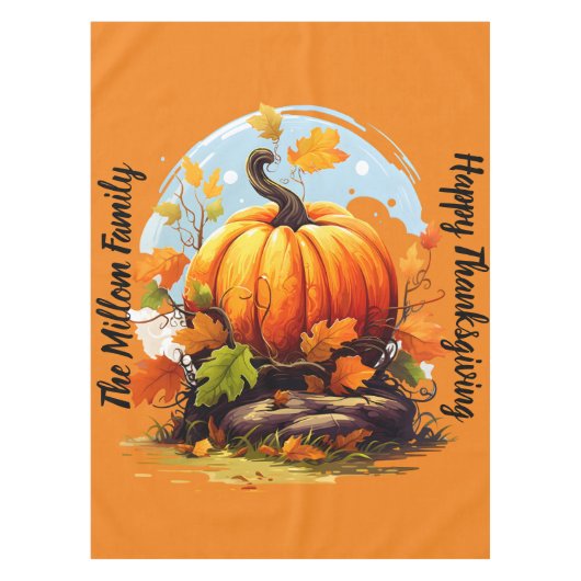 Nappe Bon thanksgiving couleurs automnales citrouille (Devant)